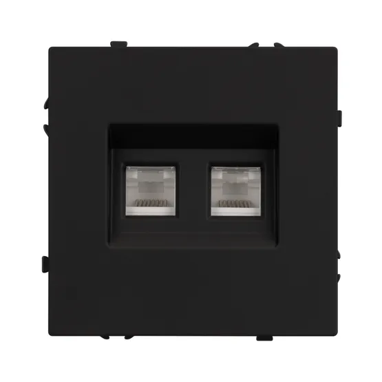 Фото #2 товара Механизм сдвоенной телефонной розетки SCT-NOBE-MTL2-SFPL-BK (RJ-11, 4C) (Arlight, Черный оникс)
