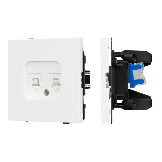 Фото #1 товара Механизм компьютерной розетки двойной SCT-TENDO-MPC2-SFPL-WH (RJ-45, CAT6) (Arlight, -)