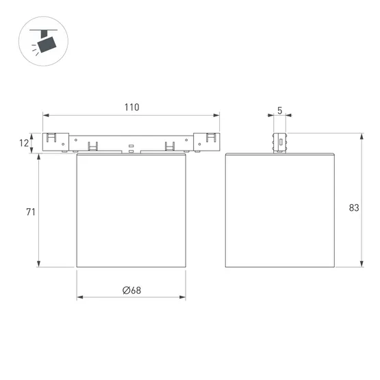 Фото #2 товара Светильник MAG-MICROCOSM-POINT-R68-7W Day4000 (BK, 36 deg, 24V) (Arlight, IP20 Металл, 5 лет)