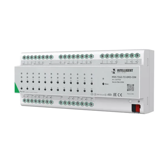 Фото товара INTELLIGENT ARLIGHT Релейный модуль KNX-7242-72-DRO-DIN Grey (BUS, 24x10A) (IARL, IP20 Пластик, 2 года)