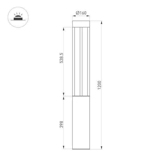 Фото #8 товара Светильник LGD-CASTELLO-BOLL-H1200-20W Warm3500-MIX (GR, 80 deg, 230V) (Arlight, IP65 Металл, 5 лет)