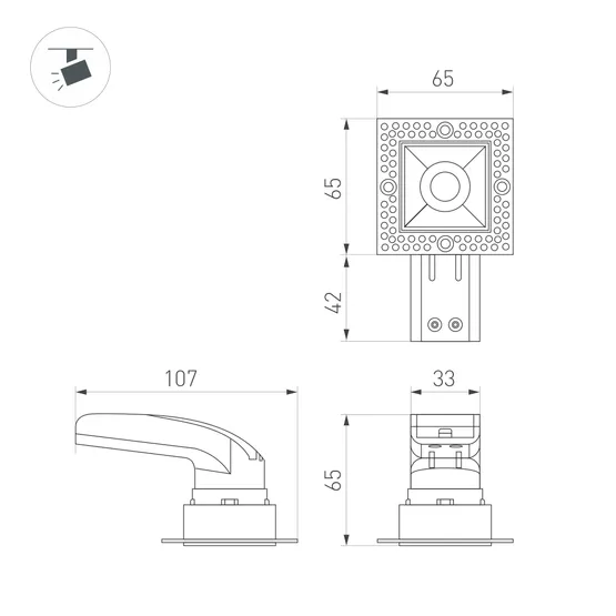 Фото #4 товара Светильник MS-RIALTO-TRIMLESS-S40x40-9W Warm3000 (WH, 36deg, 230V) (Arlight, IP20 Металл, 5 лет)