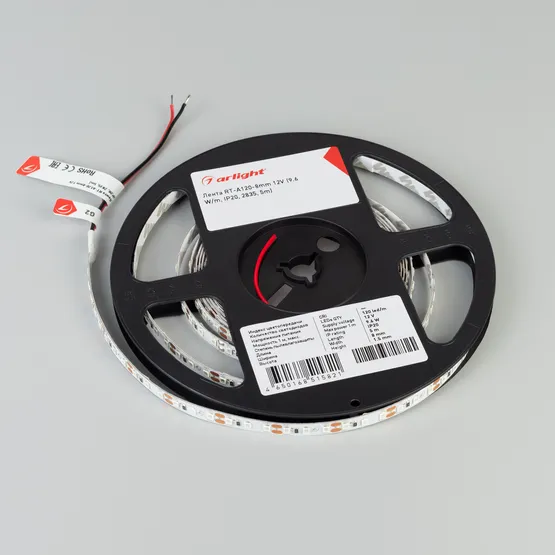 Фото #3 товара Светодиодная лента RT-A120-8mm 12V Green (9.6 W/m, IP20, 2835, 5m) (Arlight, Открытый)