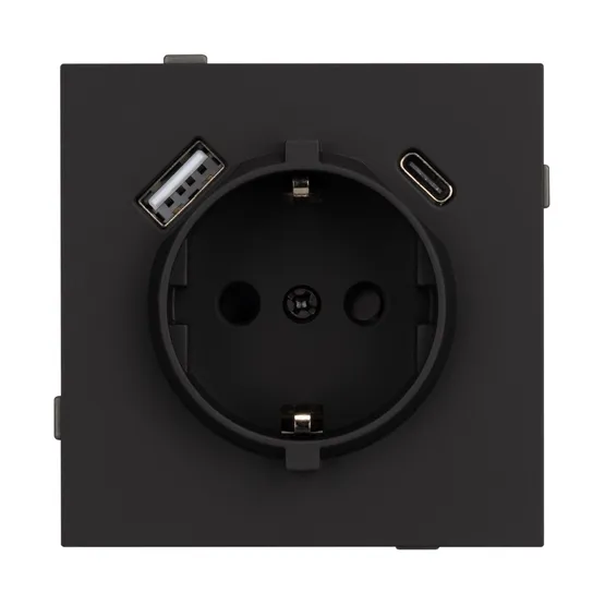 Фото #3 товара Механизм розетки с USB зарядкой SCT-TENDO-MUAC-SFPL-BK (230V, 16A) (Arlight, -)