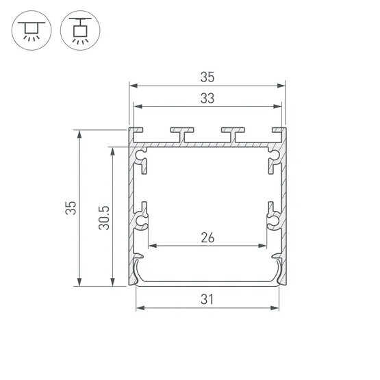 Фото #3 товара Профиль LINE-S-3535-2500 WHITE (Arlight, Алюминий)