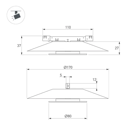 Фото #5 товара Светильник MAG-MICROCOSM-VINYL-R170-7W Day4000 (BK, 150 deg, 24V) (Arlight, IP20 Металл, 5 лет)